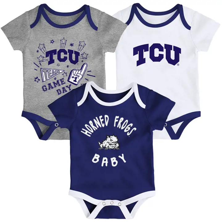 Ensemble 3 pièces de grenouillère pour nouveau-né Texas Christian Horned Frogs NCAA