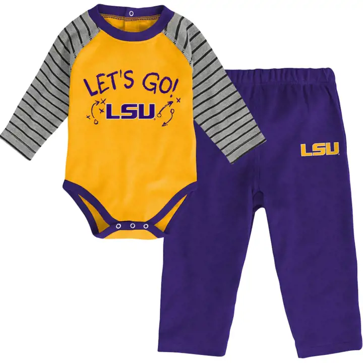 Ensemble 2 pièces grenouillère et pantalon L.S.U. NCAA Newborn Touchdown 20 PUR