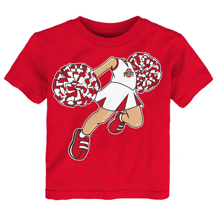 T-shirt à pompons pour enfant NCAA Ohio State Buckeyes ROUGE
