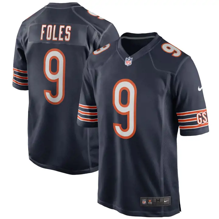 Maillot de match NFL des Chicago Bears Nick Foles bleu marine