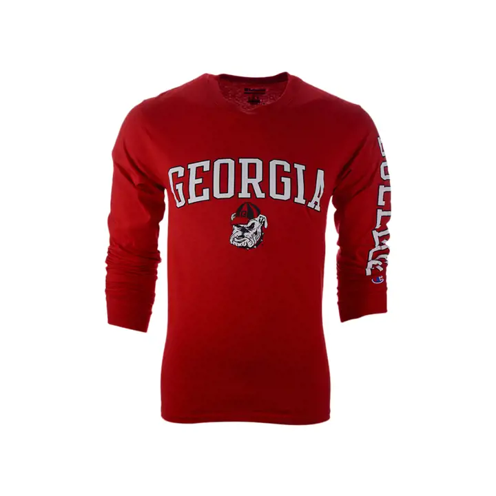 T-shirt à manches longues mi-saison slogan NCAA Georgia Bulldogs ROUGE