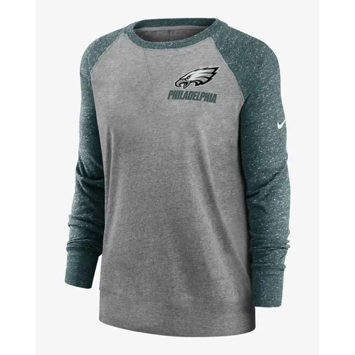 Sweat-shirt Femme NFL Philadelphia Eagles Gym Vintage Col Rond 20 gris/vert