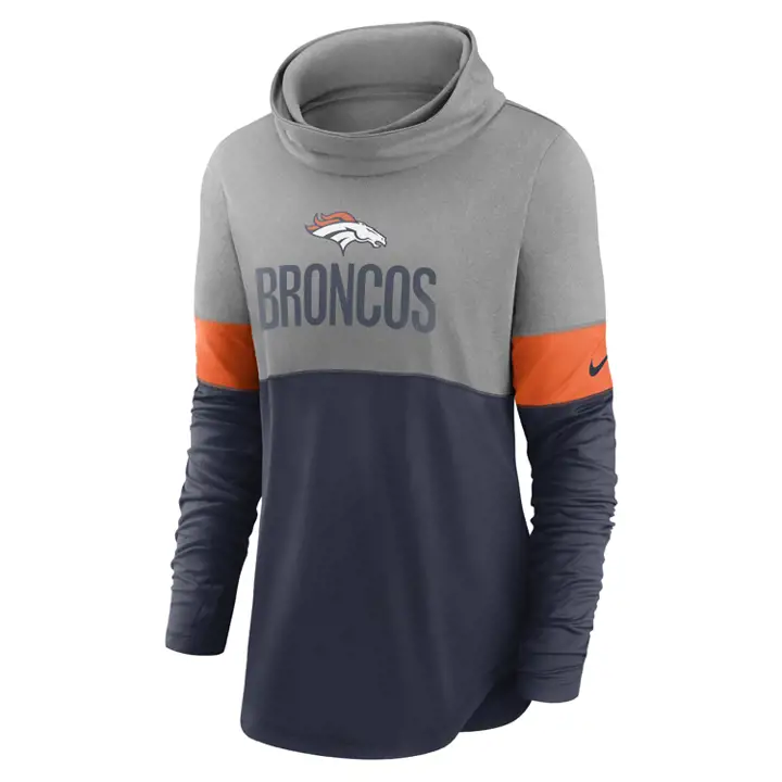 Denver Broncos NFL Femme Col Bénédictin Manches Longues 20 gris/marine