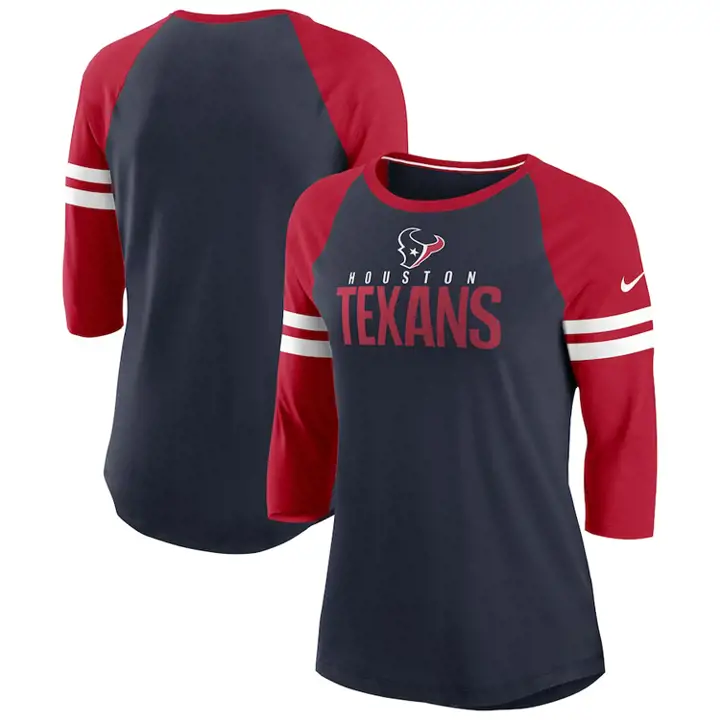 Haut Raglan 3/4 Manches Femme NFL Houston Texans 20 Marine