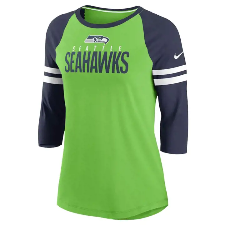 Seattle Seahawks NFL Femme Manches 3/4 Raglan 20 marine