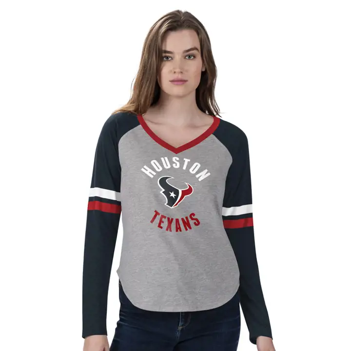 T-shirt à manches longues NFL pour femme Houston Texans Asterisk 20