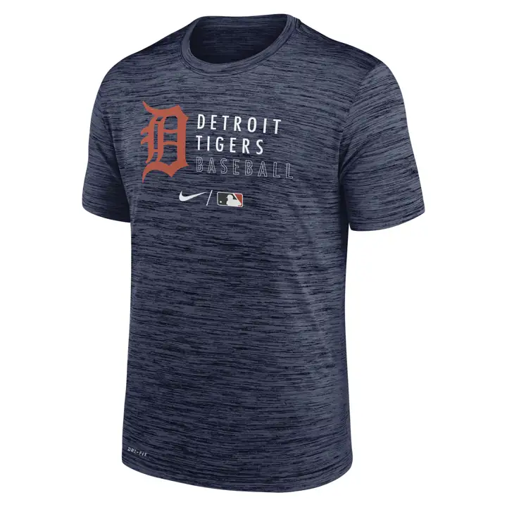 T-shirt d'entraînement de baseball MLB Velocity des Detroit Tigers bleu marine