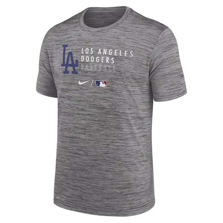 T-shirt d'entraînement MLB Velocity Los Angeles Dodgers gris