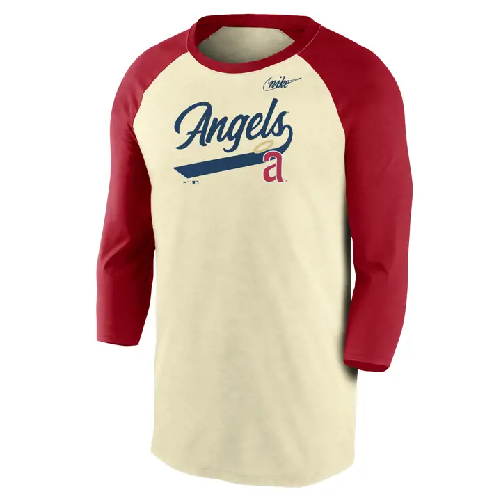 California Angels MLB Coop Replay Raglan ivoire/rouge