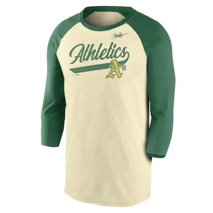 Oakland Athletics MLB Coop Replay Raglan ivo/kgrn
