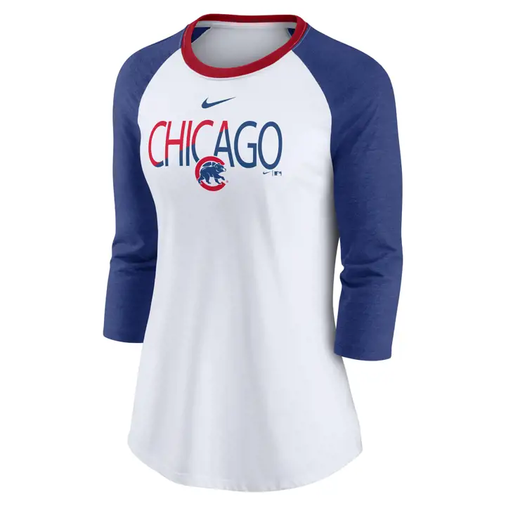 Chicago Cubs MLB Femme Tri-B Raglan Fendu Couleur 21 blanc/bleu royal