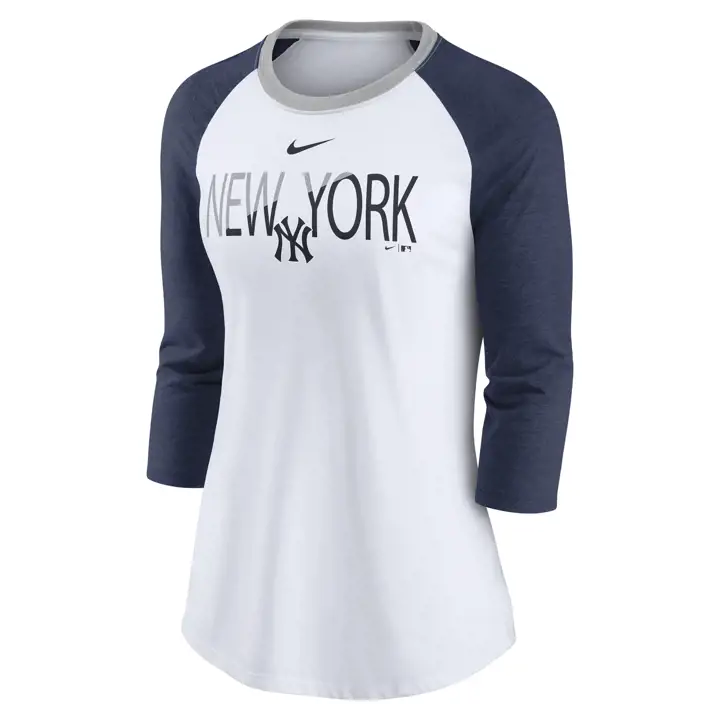 New York Yankees MLB T-shirt de baseball femme bicolore Tri-B Raglan 21 blanc