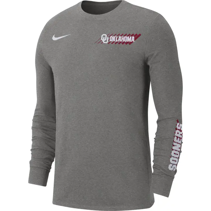 T-shirt manches longues en coton Dri-Fit NCAA Oklahoma Sooners 21 GRY