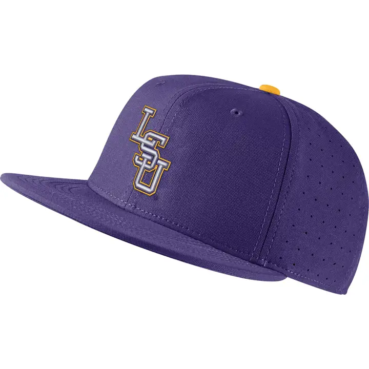 Casquette de Baseball Ajustée L.S.U. NCAA NK Aerobill True Fitted "LSU" en Biais PUR