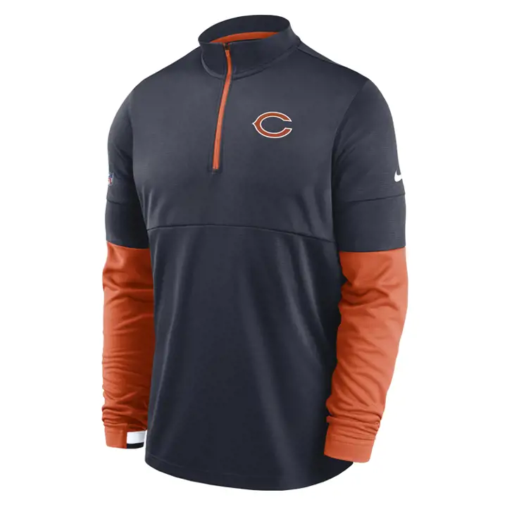 Haut thermique Chicago Bears NFL Sideline 1/2 zip 20 marine/orange