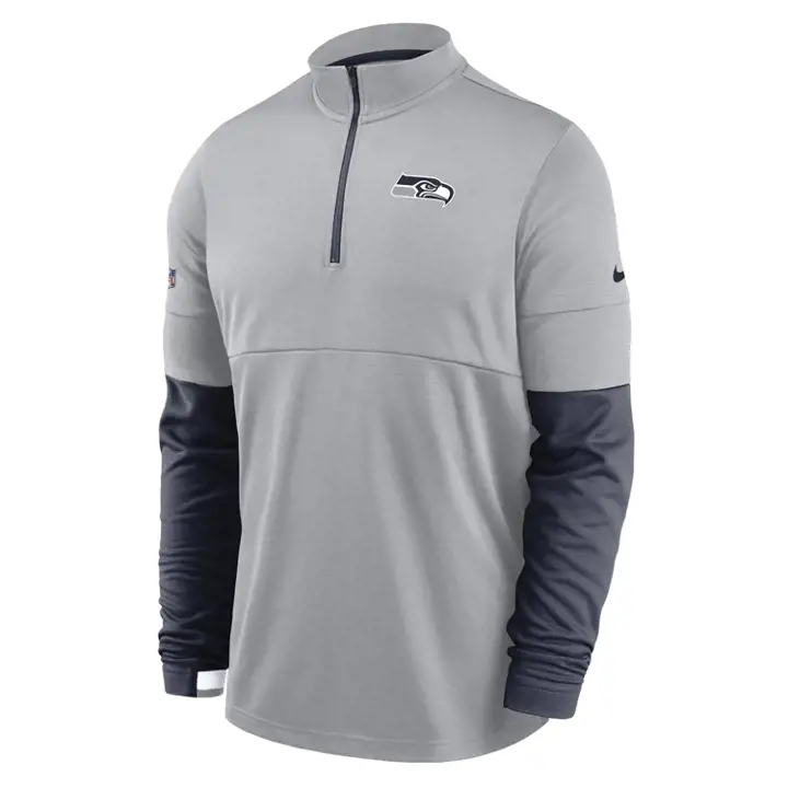 HAWKS DE SEATTLE NFL Haut Therma à demi-glissière 20 GRIS/MARINE