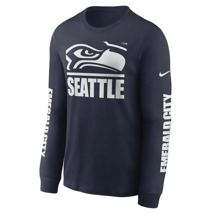 T-shirt à manches longues NFL Seattle Seahawks Split Local 20 NAVY