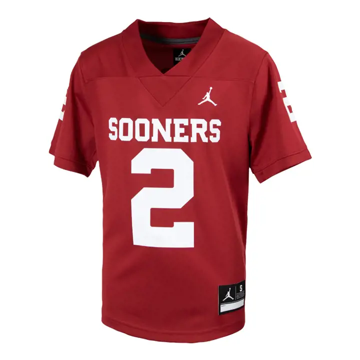 Maillot de match Replica NCAA Oklahoma Sooners pour enfants FB 18 cramoisi
