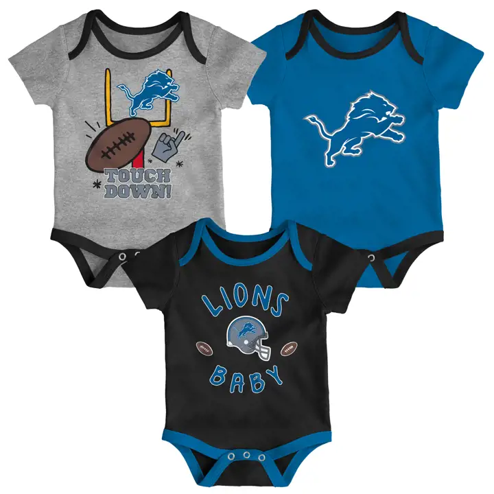 Ensemble 3 pièces L'Indispensable Nouveau-né NFL Detroit Lions Champ 21 bleu
