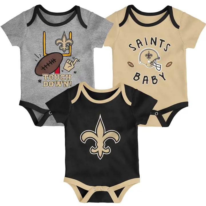 Ensemble 3 pièces barboteuse NFL Nouveau-né Champ des New Orleans Saints 21 blk