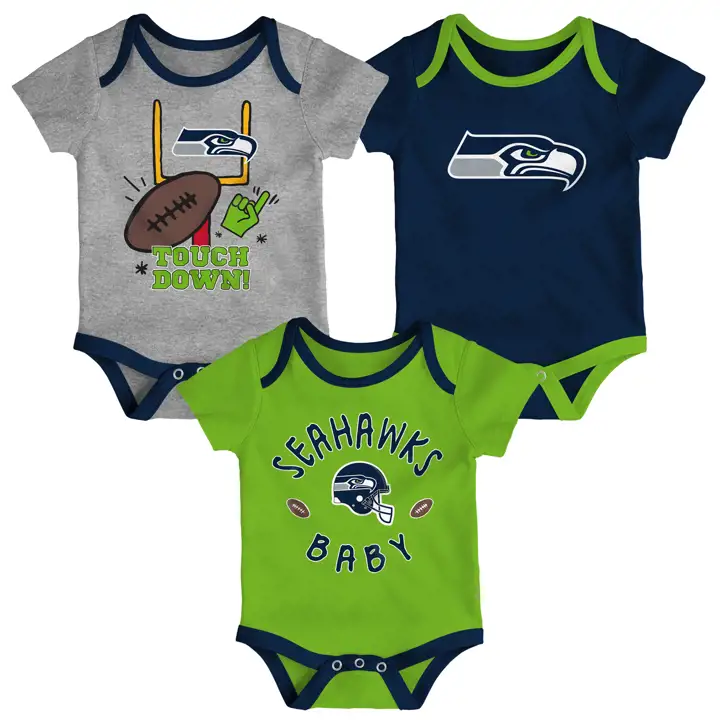 Seattle Seahawks NFL Nouveau-né Champ Ensemble 3 pièces Grenouillère 21 marine