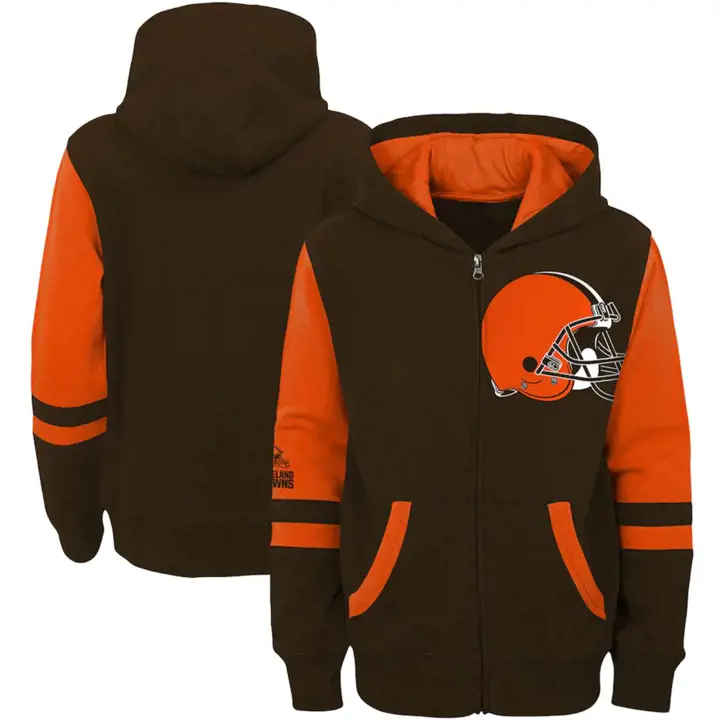 Cleveland Browns NFL Jeunesse Stade Sweat à capuche entièrement zippé 20 marron