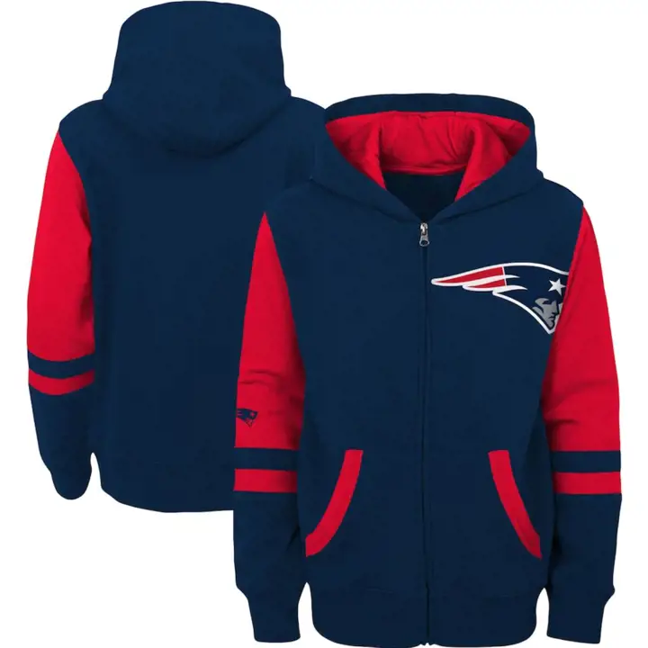 New England Patriots NFL Sweat à capuche zippé Enfant Stadium FZ Marine 22