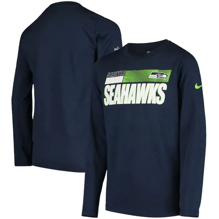 T-shirt à manches longues Seattle Seahawks NFL Youth Sideline 20 marine
