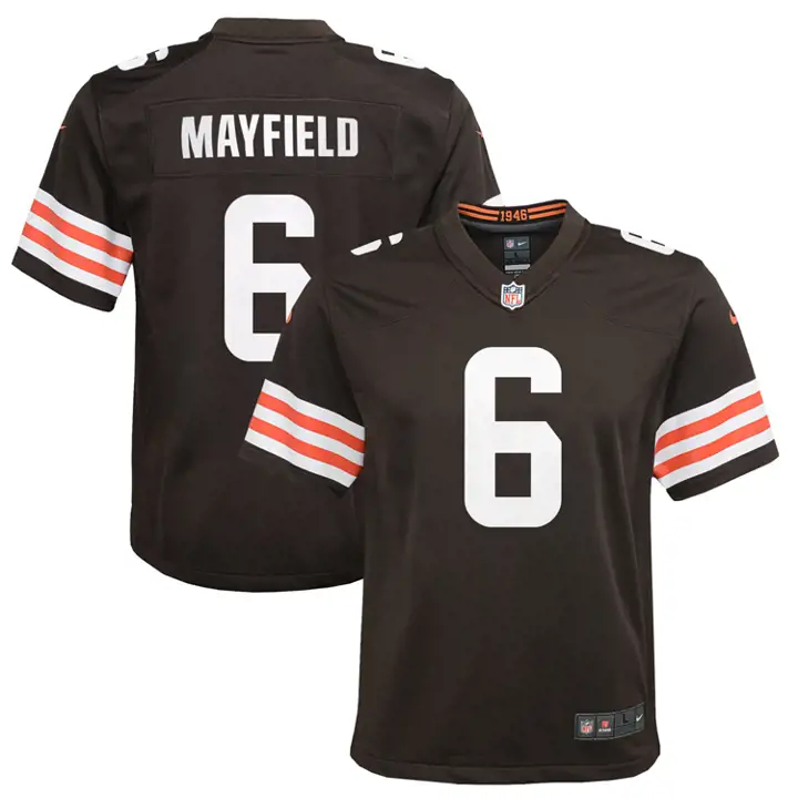 Maillot de match NFL enfant Cleveland Browns Mayfield marron