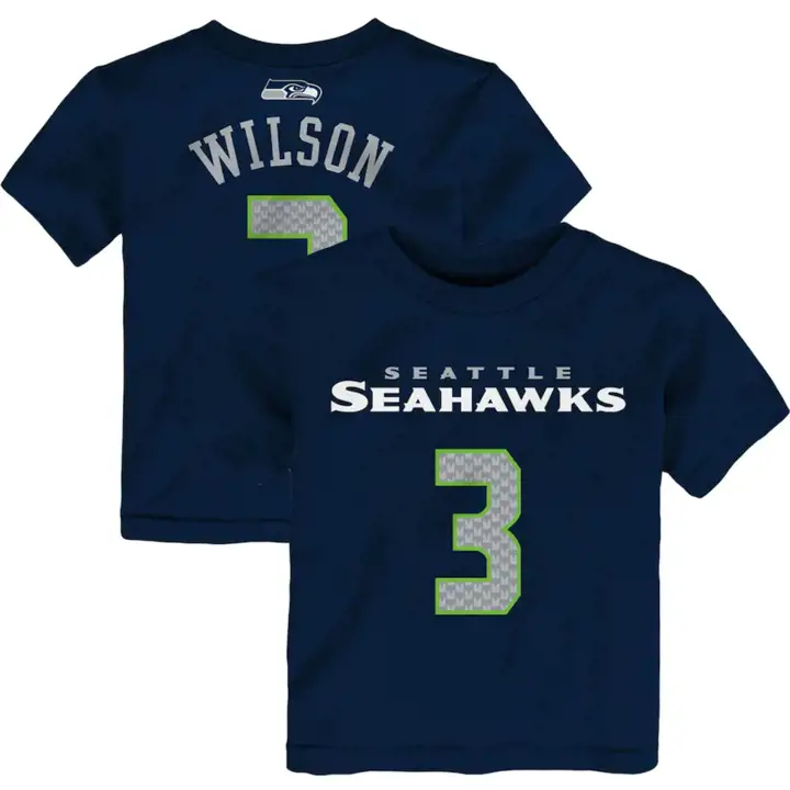 Seattle Seahawks NFL T-shirt Bébé Mainliner Joueur Wilson marine