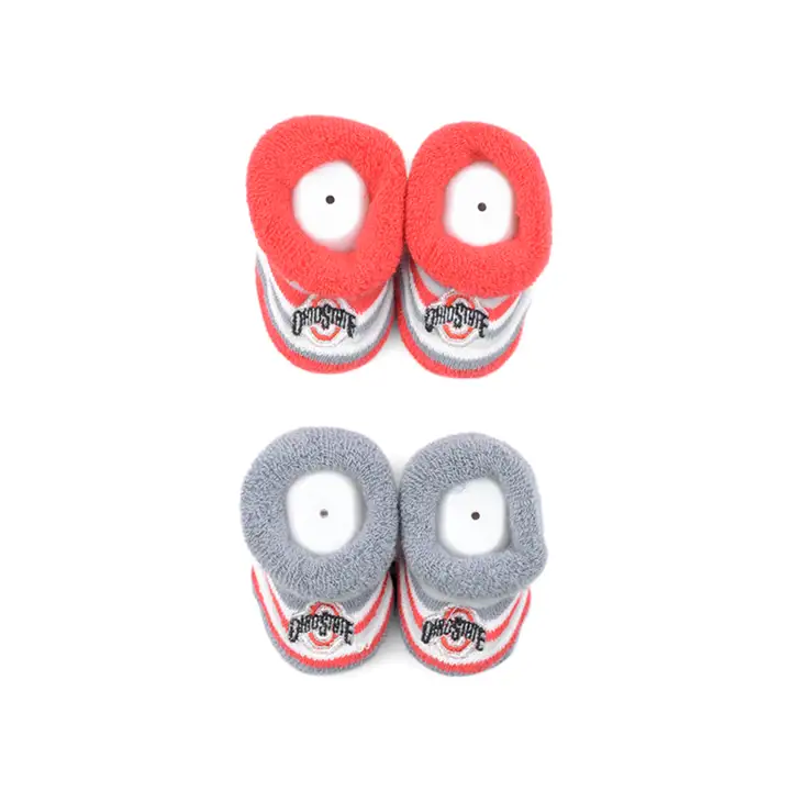 Chaussons rouges/gris/blancs à rayures avec logo des Buckeyes de l'Ohio State