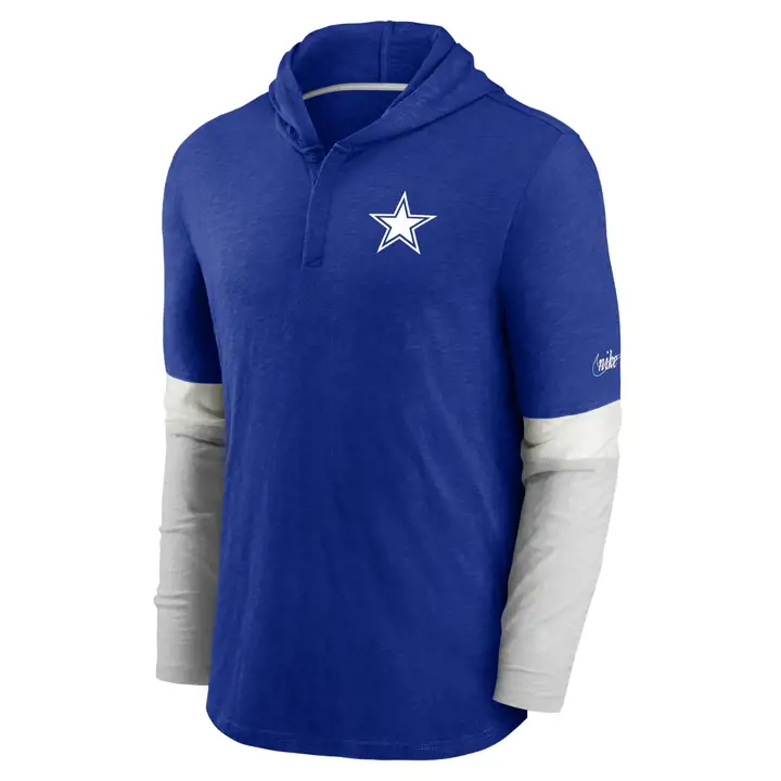 Dallas Cowboys NFL Henley à Capuche Manches Longues Historique 20 rbl/