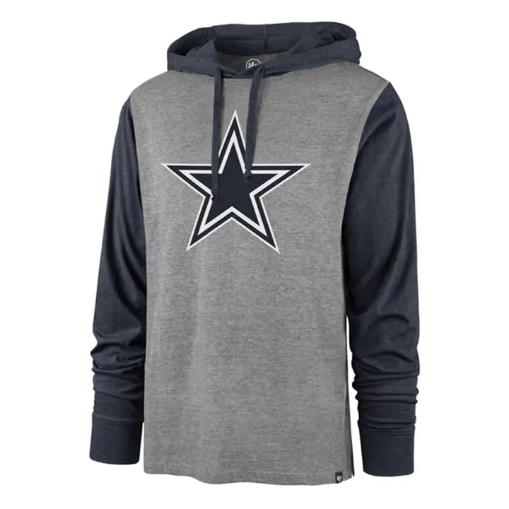 T-shirt à capuche manches longues Dallas Cowboys NFL Callback Club gris/marine