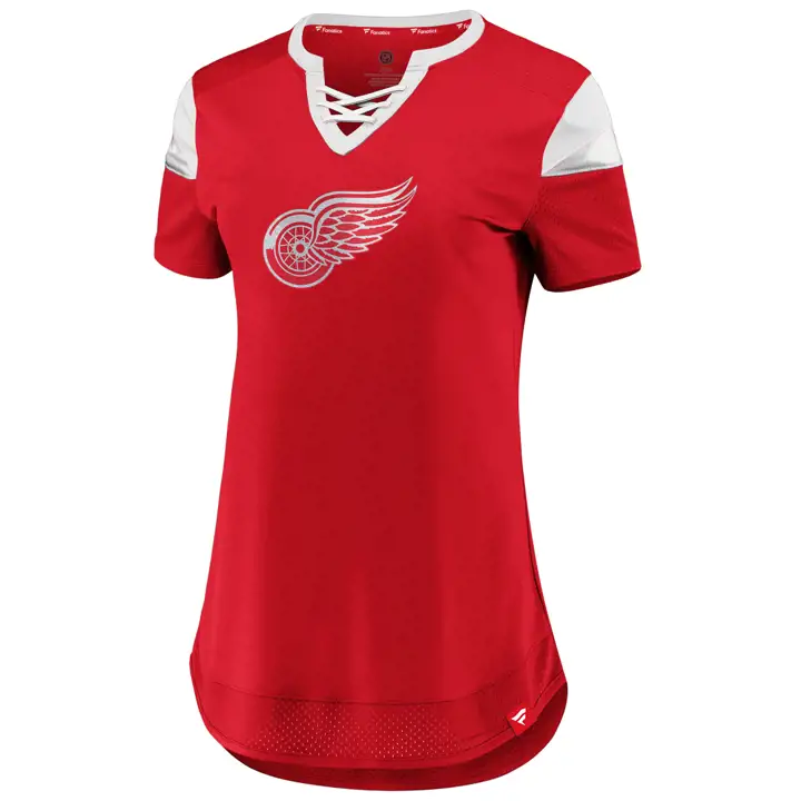 Chandail de hockey des Red Wings de Detroit LNH pour femme, modèle Athéna à lacets, ROUGE