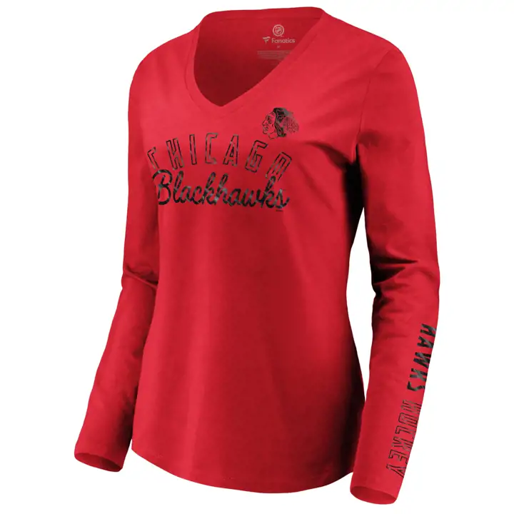 T-shirt à manches longues Chicago Blackhawks NHL femme All Out Glitz ROUGE