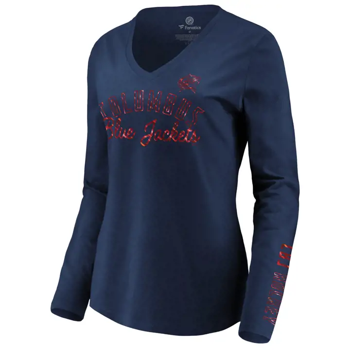 T-shirt à manches longues Columbus Blue Jackets NHL pour femme All Out Glitz