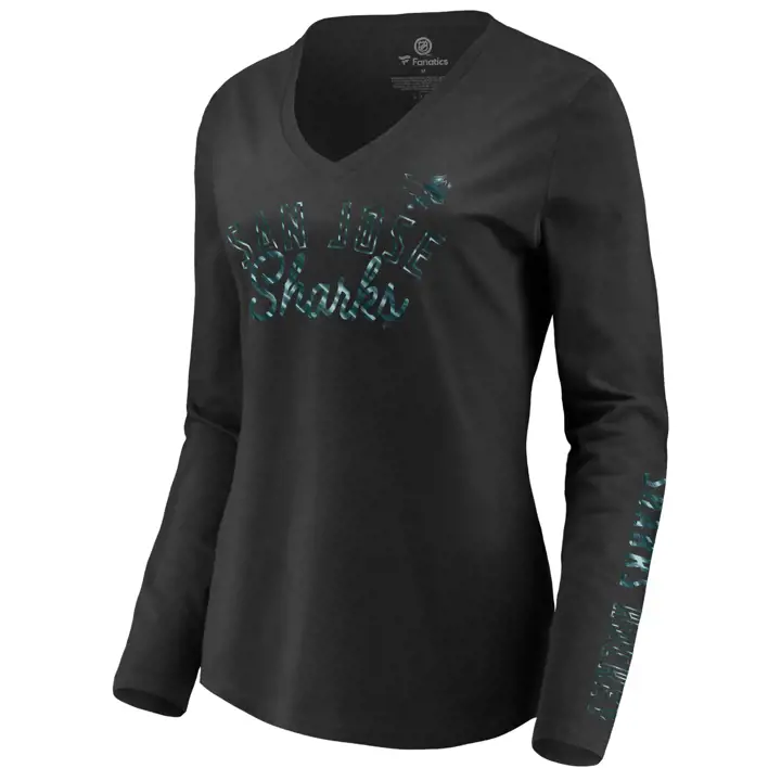 T-shirt à manches longues San Jose Sharks NHL Femme All Out Glitz Noir