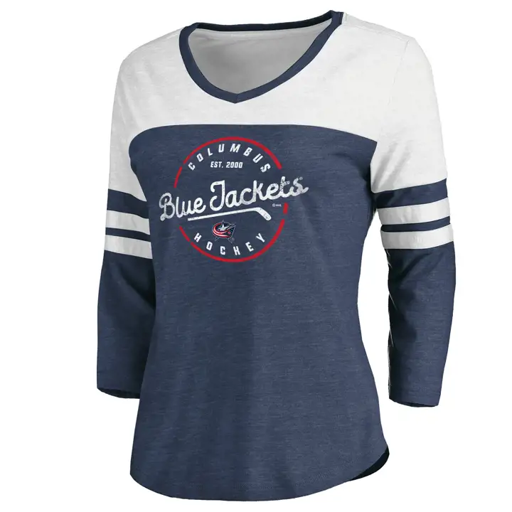 Columbus Blue Jackets LNH Femme Manches 3/4 Raglan Domicile et Extérieur MARINE