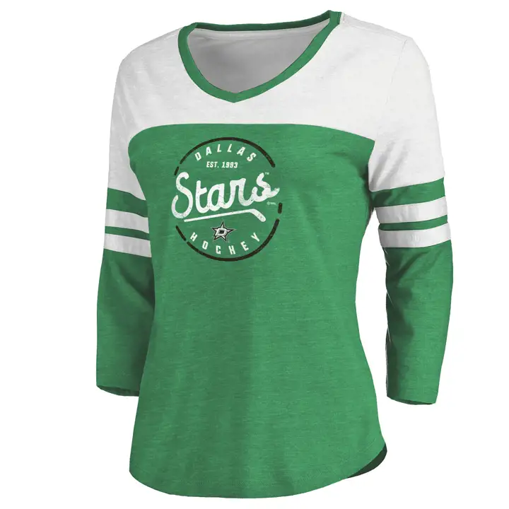 Dallas Stars LNH Femme Domicile et extérieur T-shirt à manches 3/4 Raglan VERT/BLC