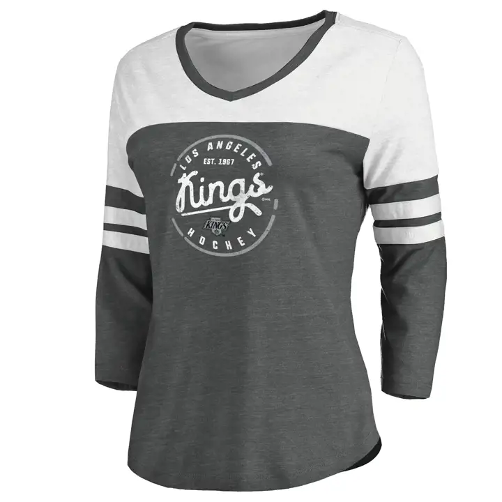 Los Angeles Kings LNH Femme Domicile & Extérieur Manches 3/4 Raglan Noir/Blanc