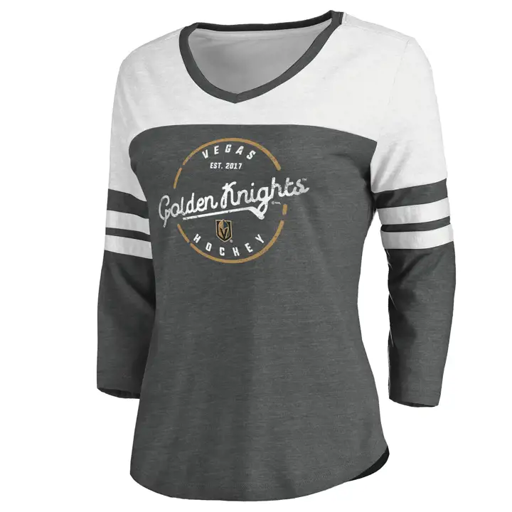 Vegas Golden Knights NHL Femme Domicile et Extérieur 3/4 Raglan Noir/