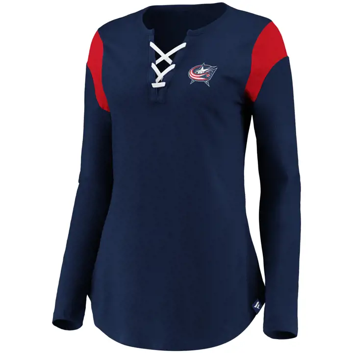 Chandail à manches longues emblématique en dentelle pour femme LNH Columbus Blue Jackets NAV
