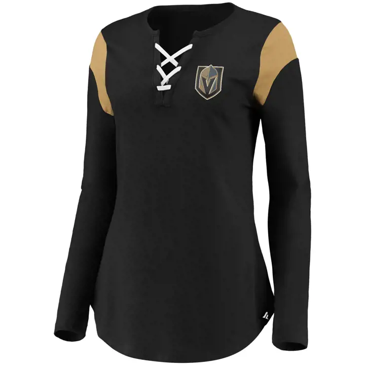 Haut à manches longues à lacets emblématique Vegas Golden Knights NHL pour femme, noir/