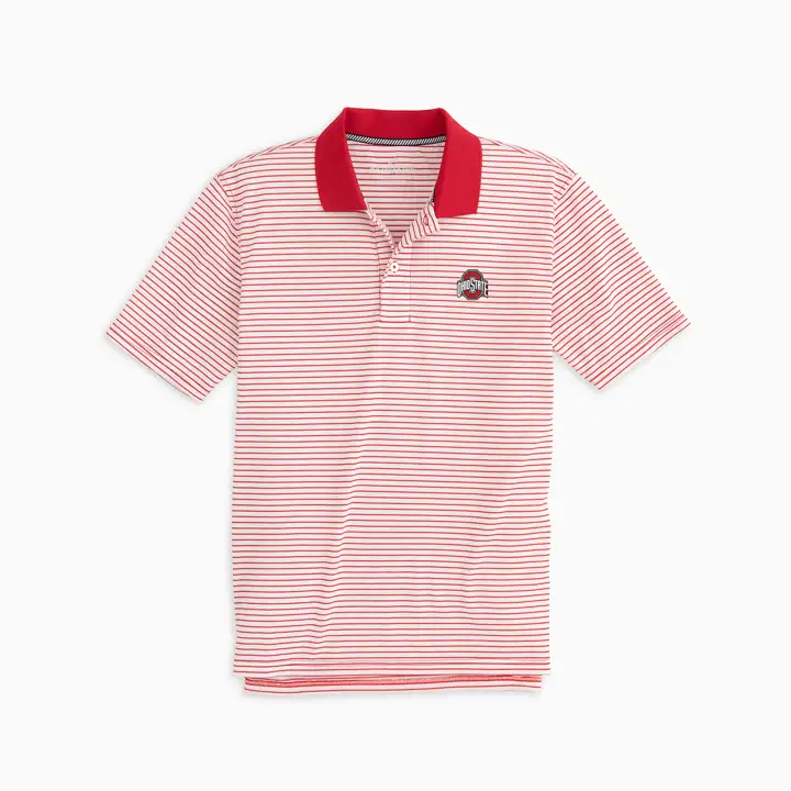 Ohio State Buckeyes NCAA Polo rayé en piqué jour de match rouge/blanc