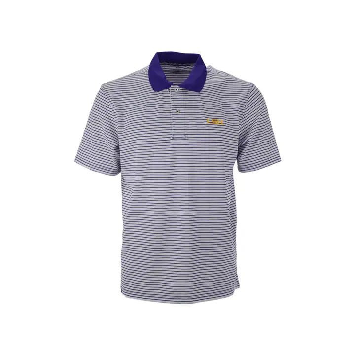 Polo LSU NCAA Gameday en piqué rayé, violet et blanc