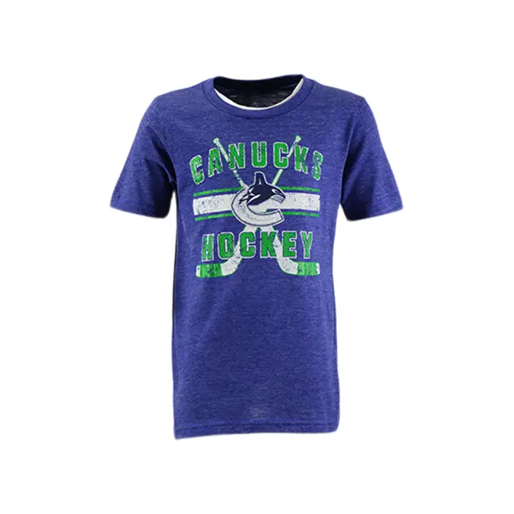 T-shirt Tri-Blend Jeunesse Super Stripe Bleu Vancouver Canucks LNH