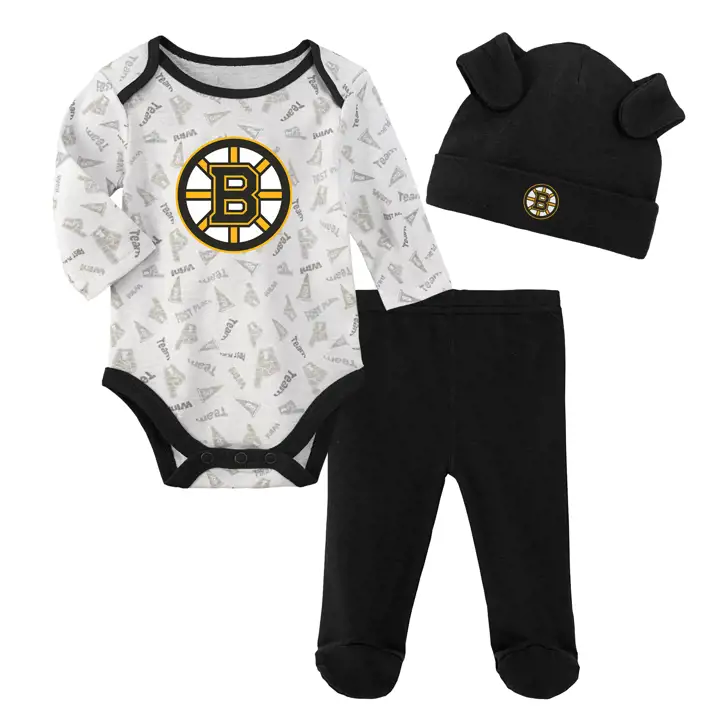 Ensemble pantalon et chapeau Boston Bruins NHL Lil Player pour nouveau-né 20 noir