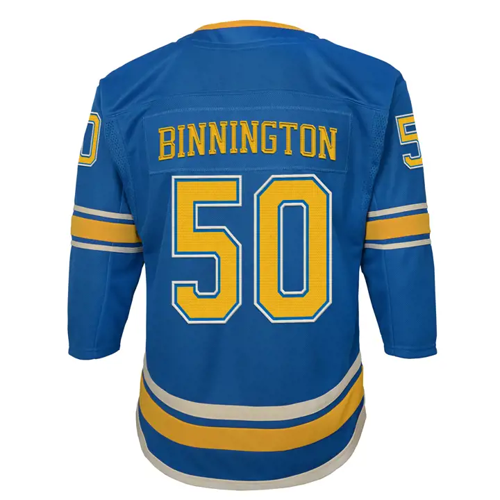 Maillot Blues NHL Jeunesse Réplique Joueur Alternatif Jordan Binnington