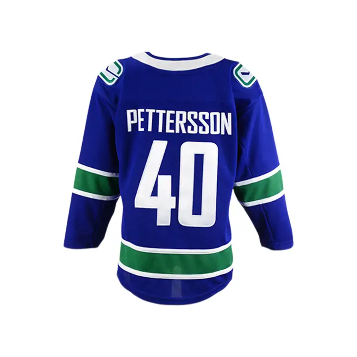 Maillot de joueur Premier NHL Elias Pettersson bleu pour enfant des Canucks