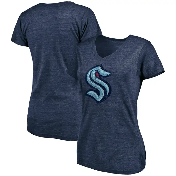 T-shirt Femme Seattle Kraken NHL Tri-Blend Logo Marine